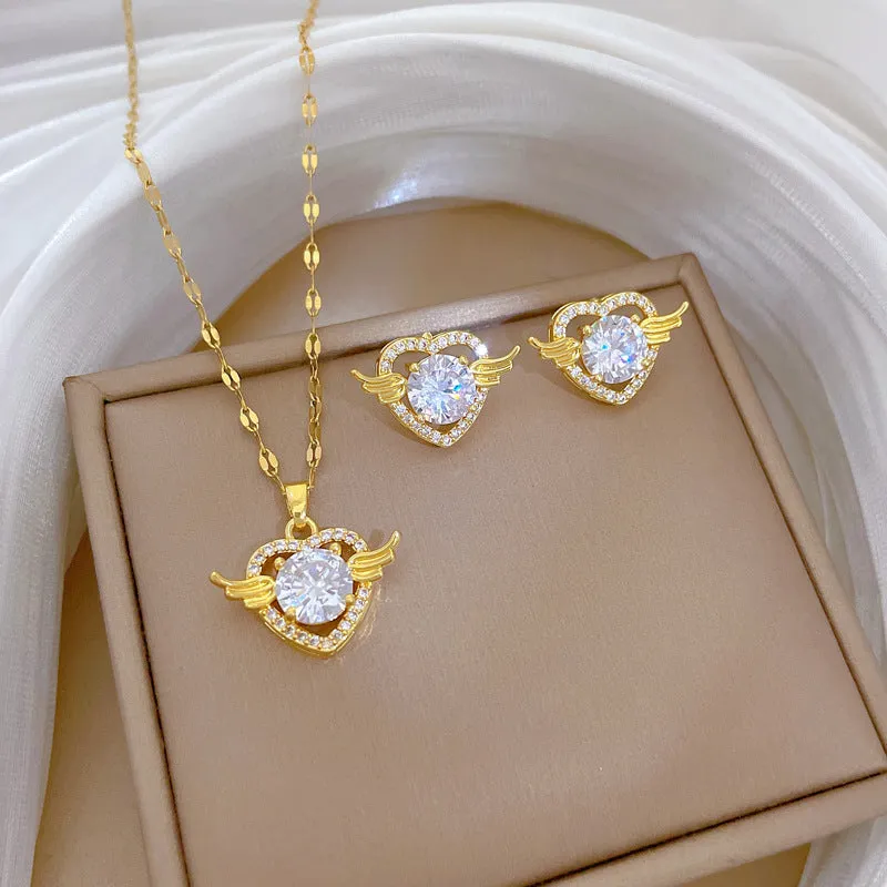 Flash Diamond Tassel Luxury Dress Accessories Dinner Clavicle Necklace Earring CN292 sold by ChicSew