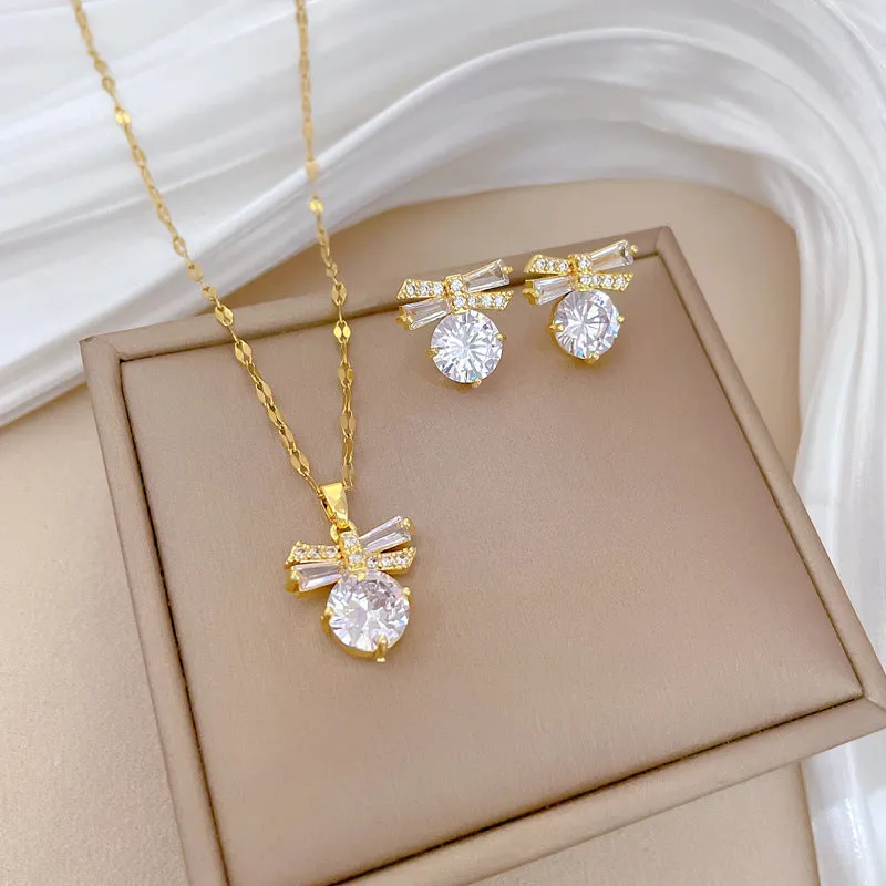 Flash Diamond Tassel Luxury Dress Accessories Dinner Clavicle Necklace Earring CN291 sold by ChicSew