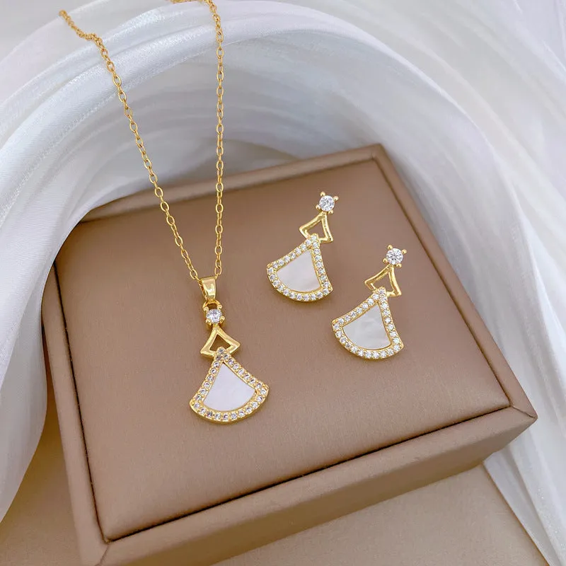 Flash Diamond Tassel Luxury Dress Accessories Dinner Clavicle Necklace Earring CN287 sold by ChicSew