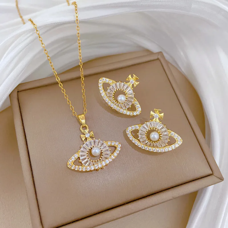 Flash Diamond Tassel Luxury Dress Accessories Dinner Clavicle Necklace Earring CN284 sold by ChicSew