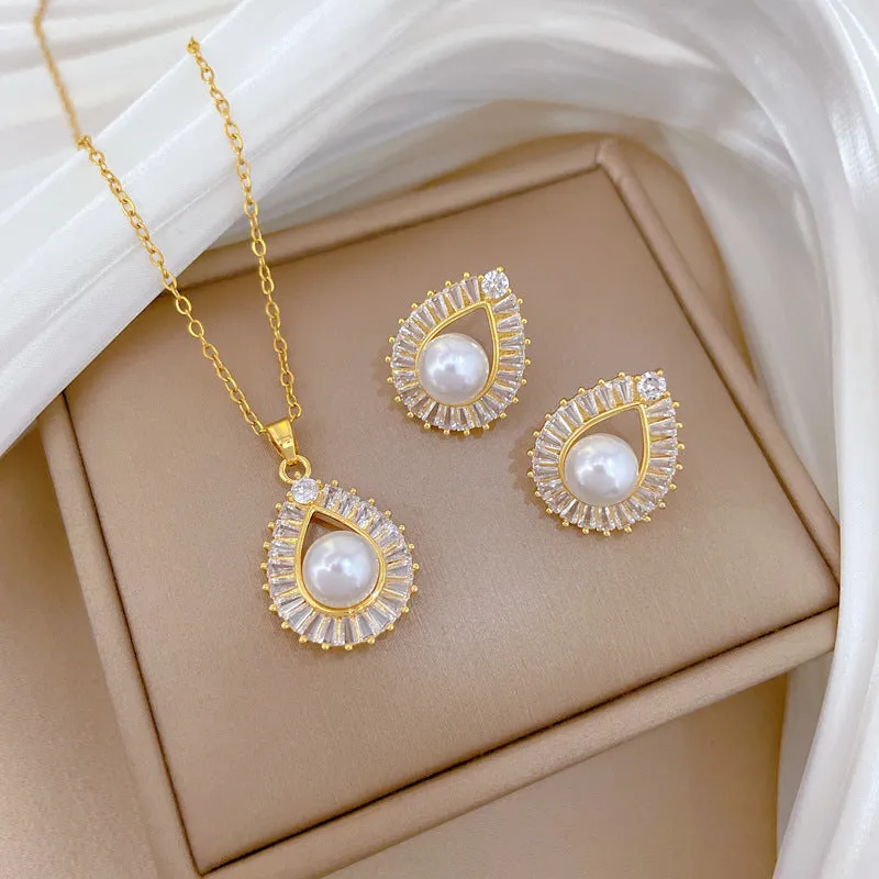 Flash Diamond Tassel Luxury Dress Accessories Dinner Clavicle Necklace Earring CN280 sold by ChicSew