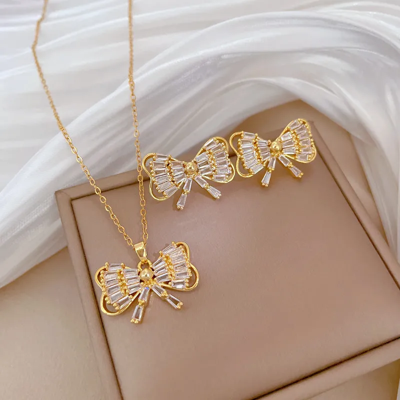 Flash Diamond Tassel Luxury Dress Accessories Dinner Clavicle Necklace Earring CN275 sold by ChicSew