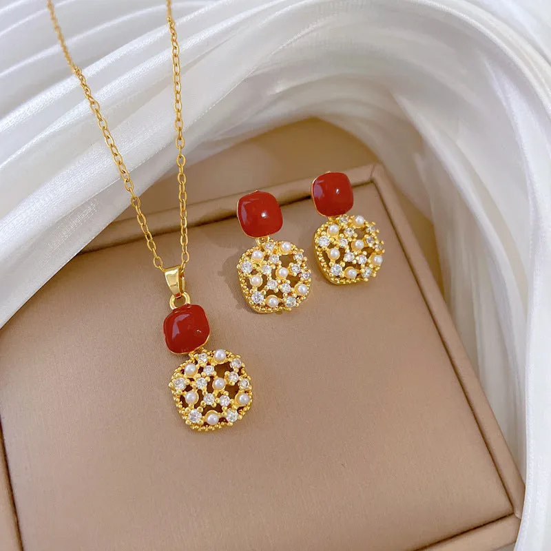 Flash Diamond Tassel Luxury Dress Accessories Dinner Clavicle Necklace Earring CN270 sold by ChicSew