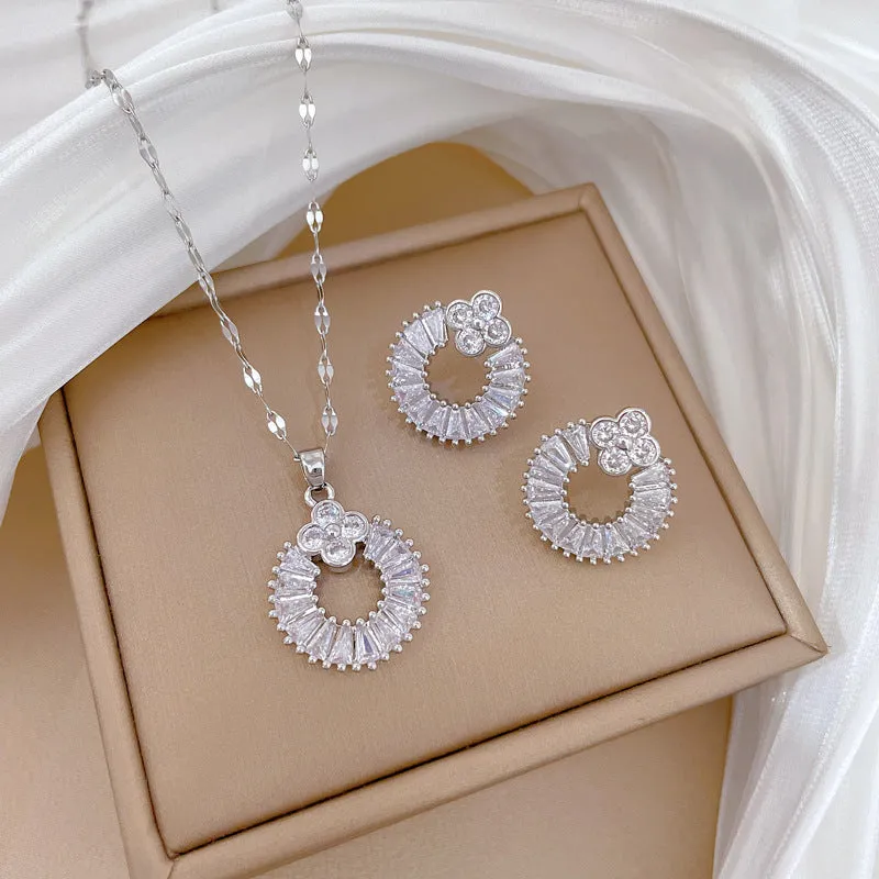 Flash Diamond Tassel Luxury Dress Accessories Dinner Clavicle Necklace Earring CN269 sold by ChicSew