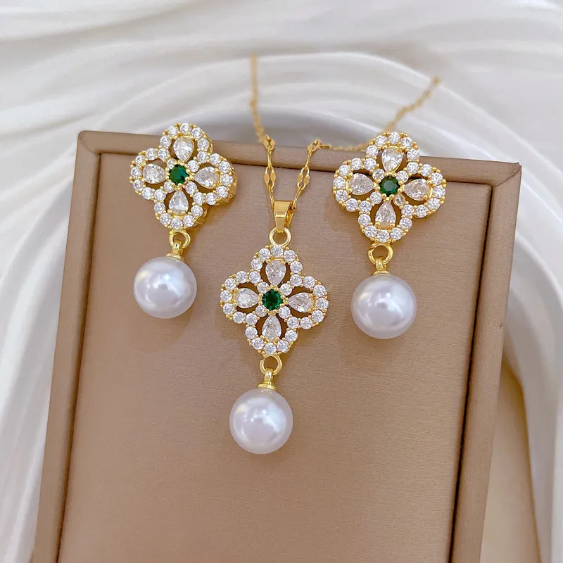 Flash Diamond Tassel Luxury Dress Accessories Dinner Clavicle Necklace Earring CN260 made by ChicSew