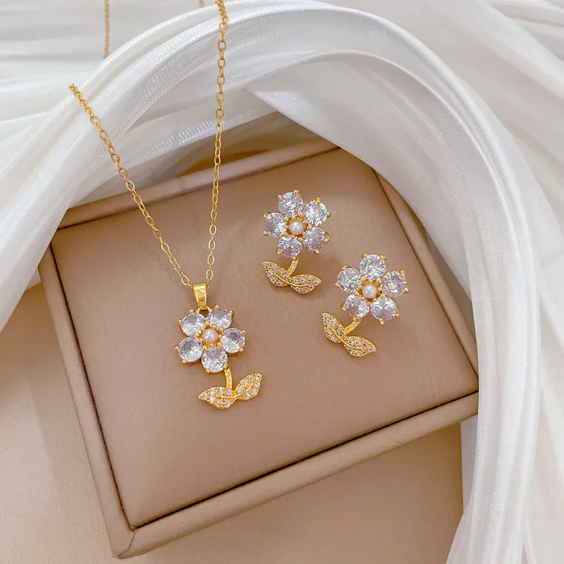 Flash Diamond Tassel Luxury Dress Accessories Dinner Clavicle Necklace Earring CN256 sold by ChicSew