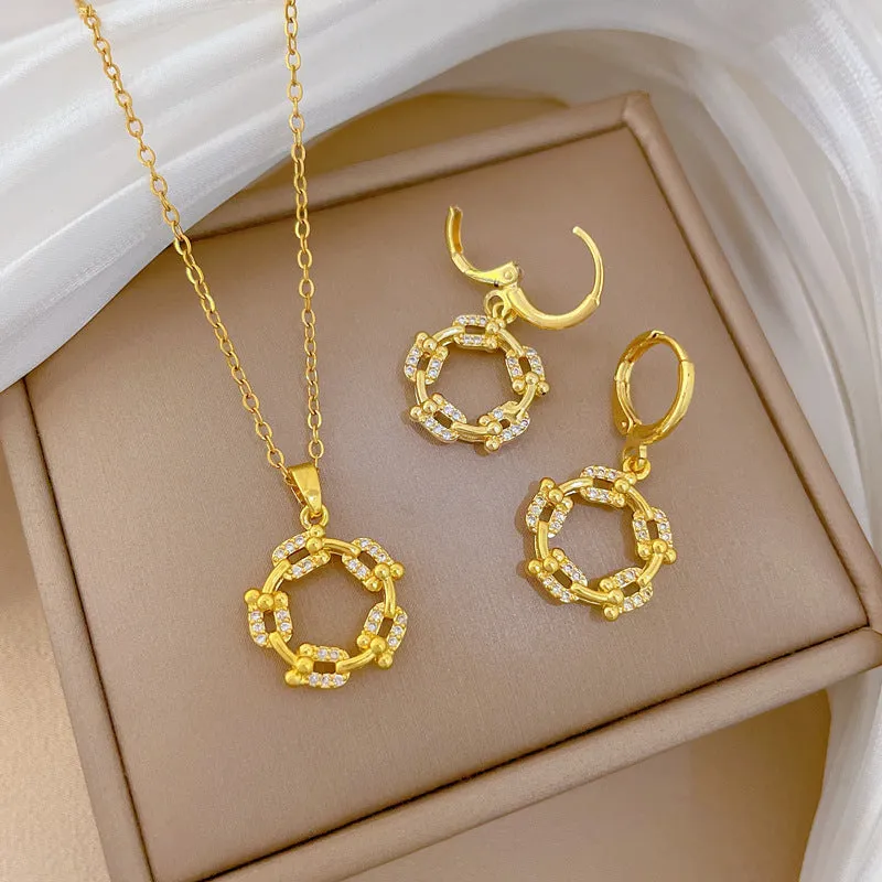 Flash Diamond Tassel Luxury Dress Accessories Dinner Clavicle Necklace Earring CN228 sold by ChicSew