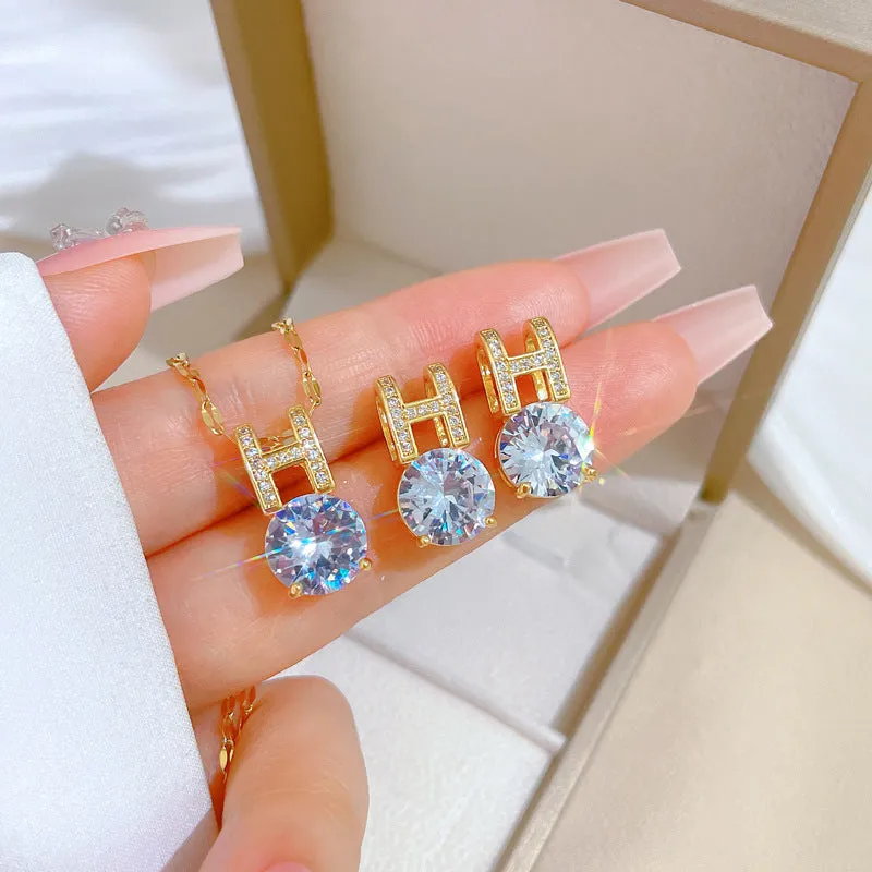 Flash Diamond Tassel Luxury Dress Accessories Dinner Clavicle Necklace Earring CN212 sold by ChicSew