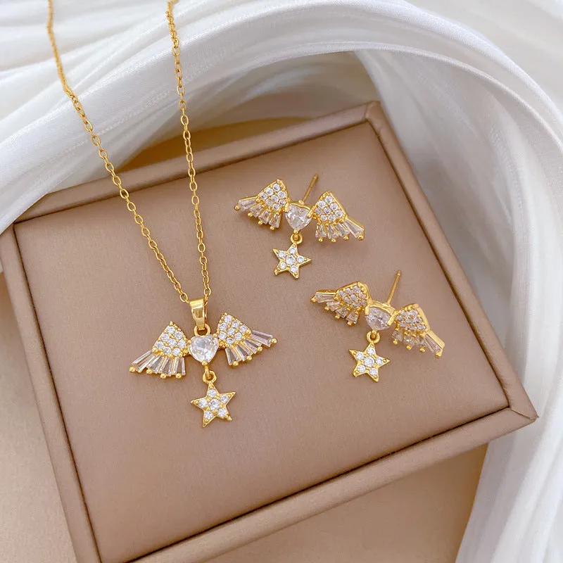 Flash Diamond Tassel Luxury Dress Accessories Dinner Clavicle Necklace Earring CN204 made by ChicSew