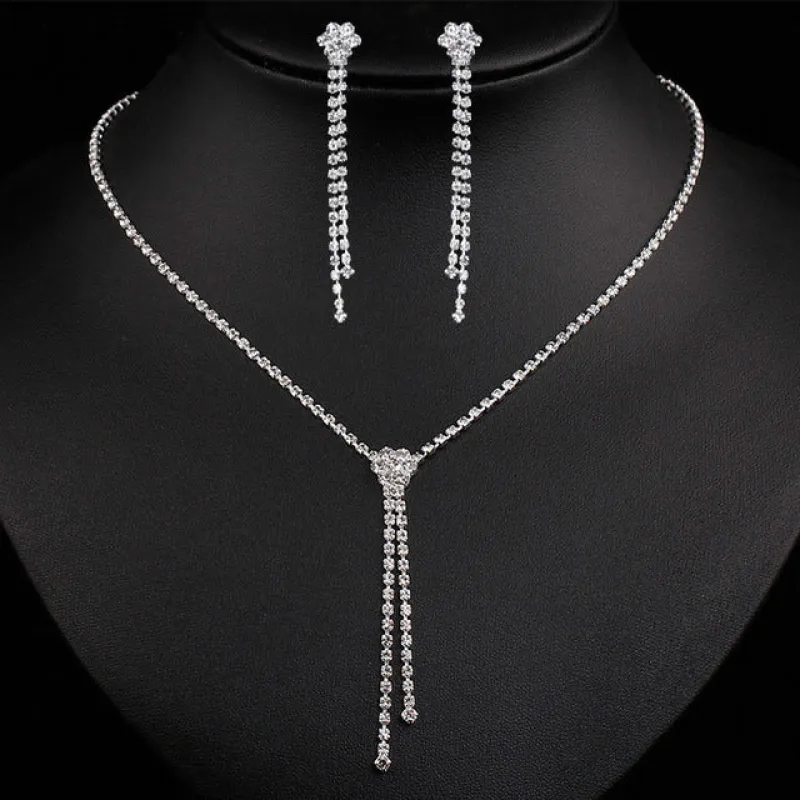 Flash Diamond Tassel Necklace Luxury Dress Accessories Dinner Clavicle Necklace CN168 sold by ChicSew