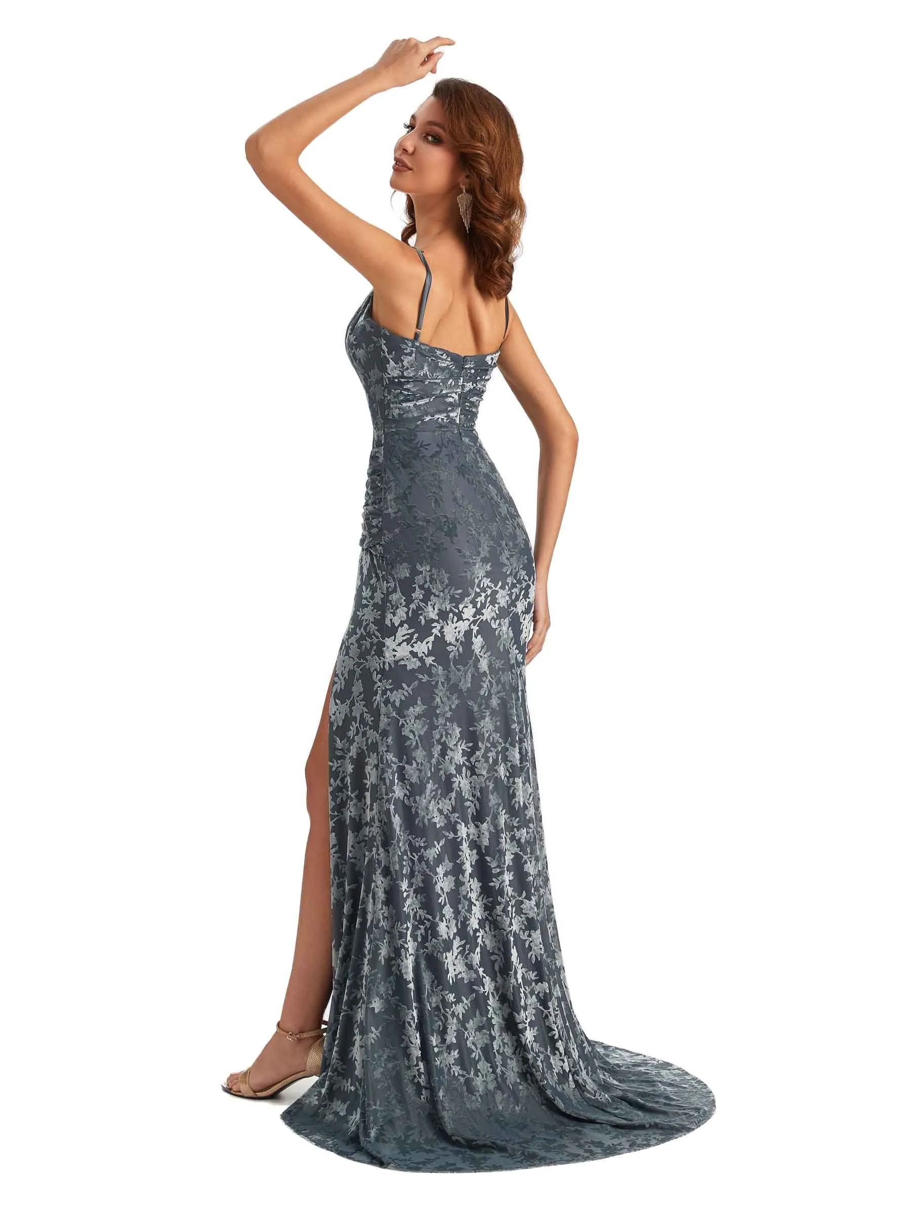 Unique Floral Velvet Winter Bridesmaid Dresses sold by ChicSew product image thumbnail 5