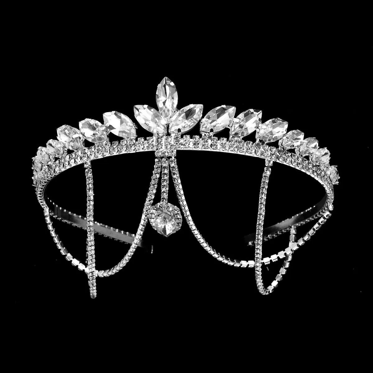 Handmade Crystal Beading Hairband Wedding Headband Luxury Silver Headband CN156 sold by ChicSew product image thumbnail 4