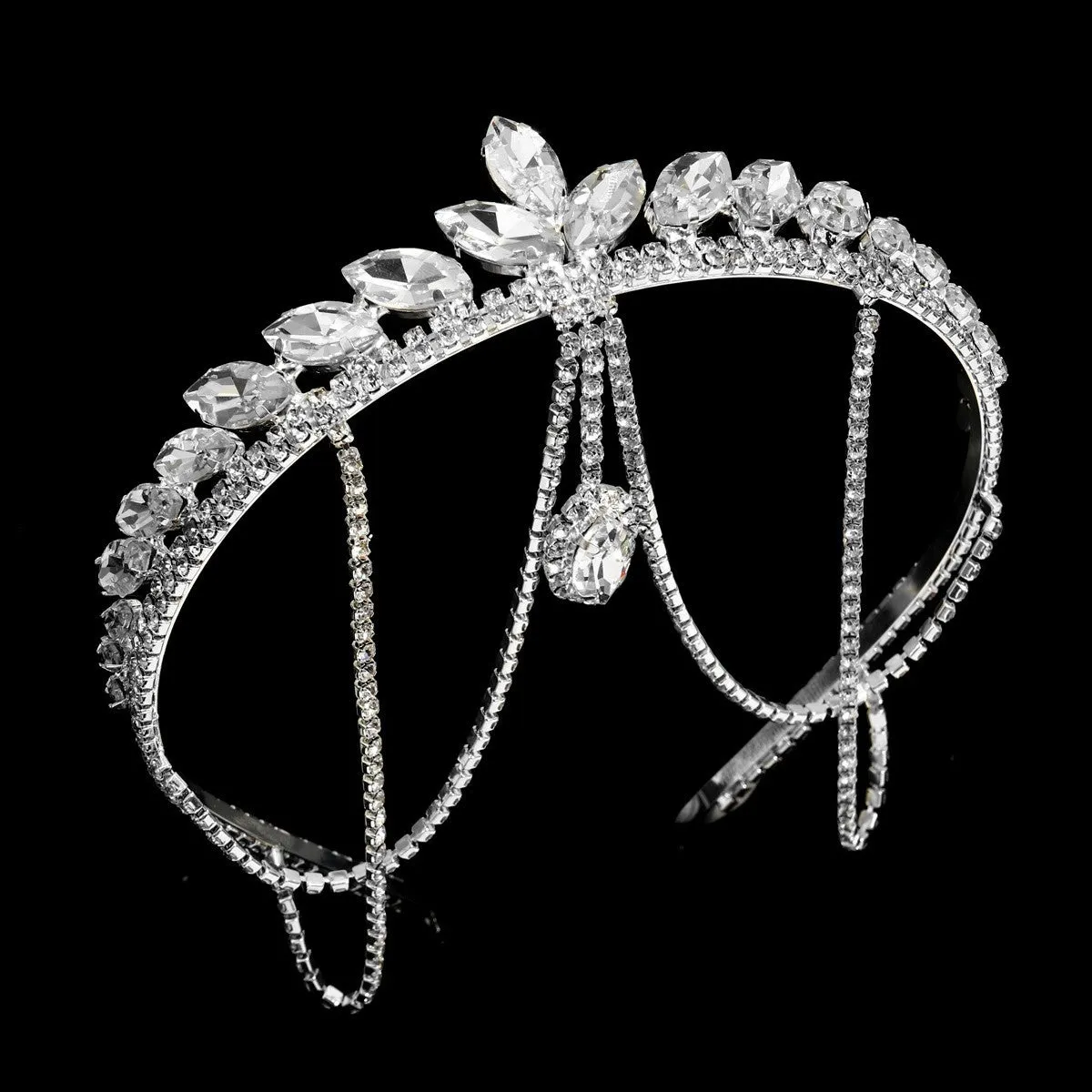 Handmade Crystal Beading Hairband Wedding Headband Luxury Silver Headband CN156 sold by ChicSew product image thumbnail 2