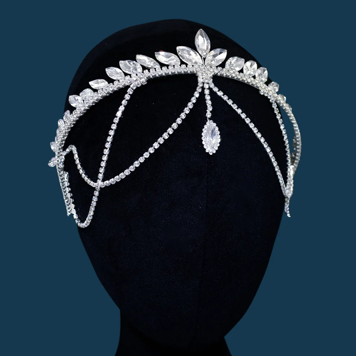Handmade Crystal Beading Hairband Wedding Headband Luxury Silver Headband CN156 sold by ChicSew product image thumbnail 3