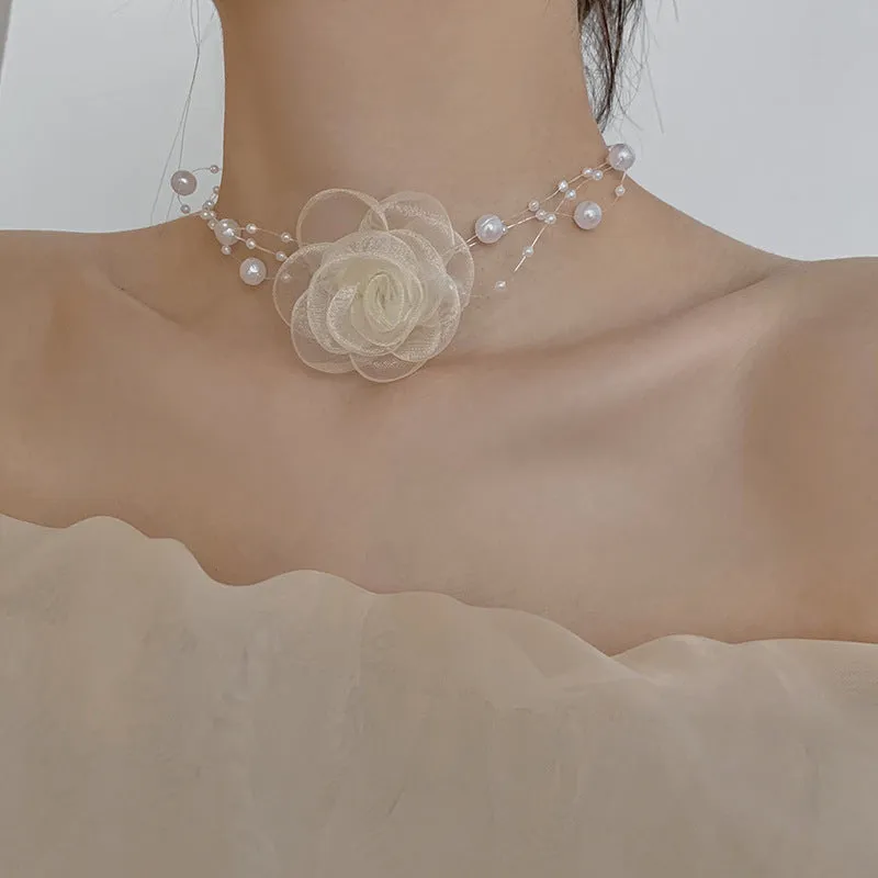 Retro Pearl Choker Necklace French Temperament Clavicle Chain CN130 sold by ChicSew