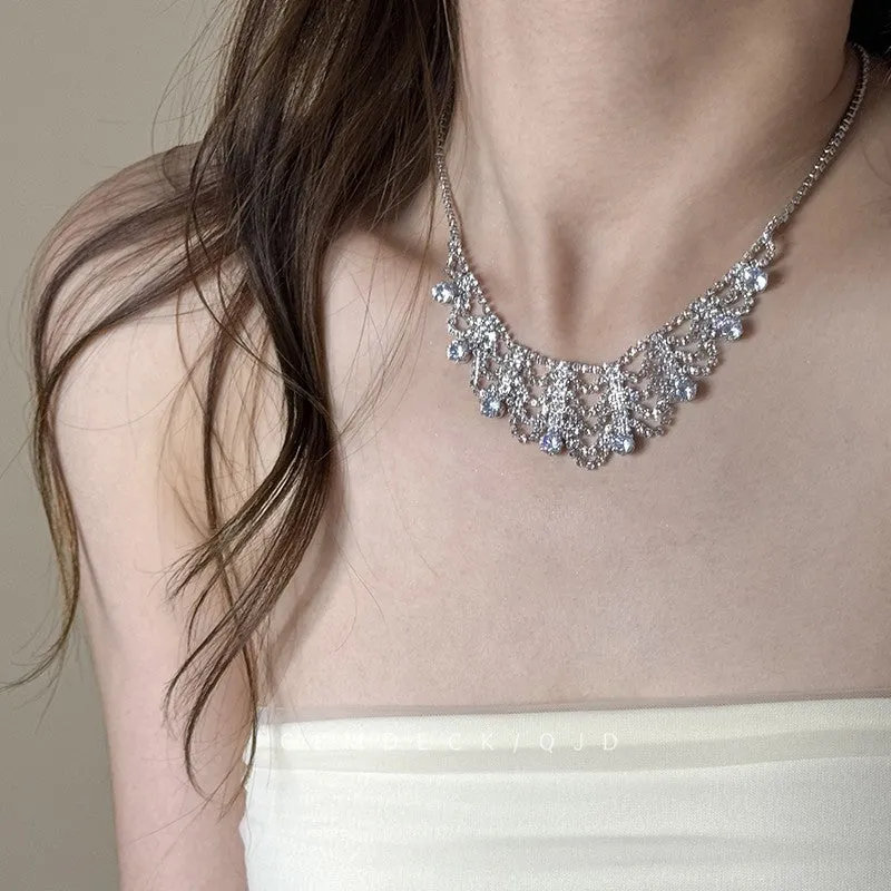 Flash Diamond Tassel Necklace Luxury Dress Accessories Dinner Clavicle Necklace CN88 sold by ChicSew