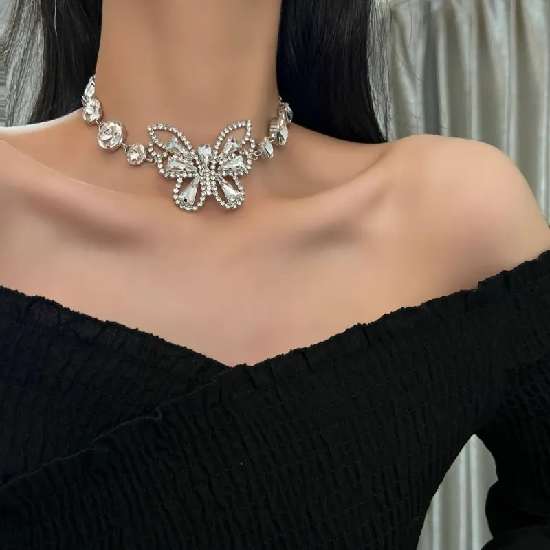 Flash Diamond Tassel Necklace Luxury Dress Accessories Dinner Clavicle Necklace CN87 sold by ChicSew