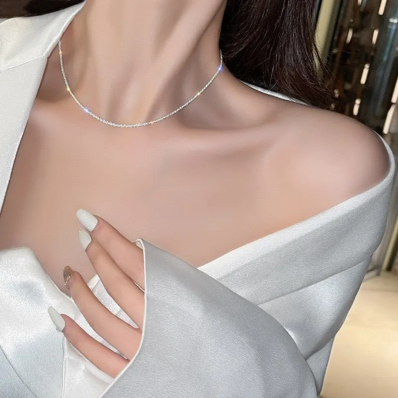 Flash Diamond Tassel Necklace Luxury Dress Accessories Dinner Clavicle Necklace CN84 sold by ChicSew