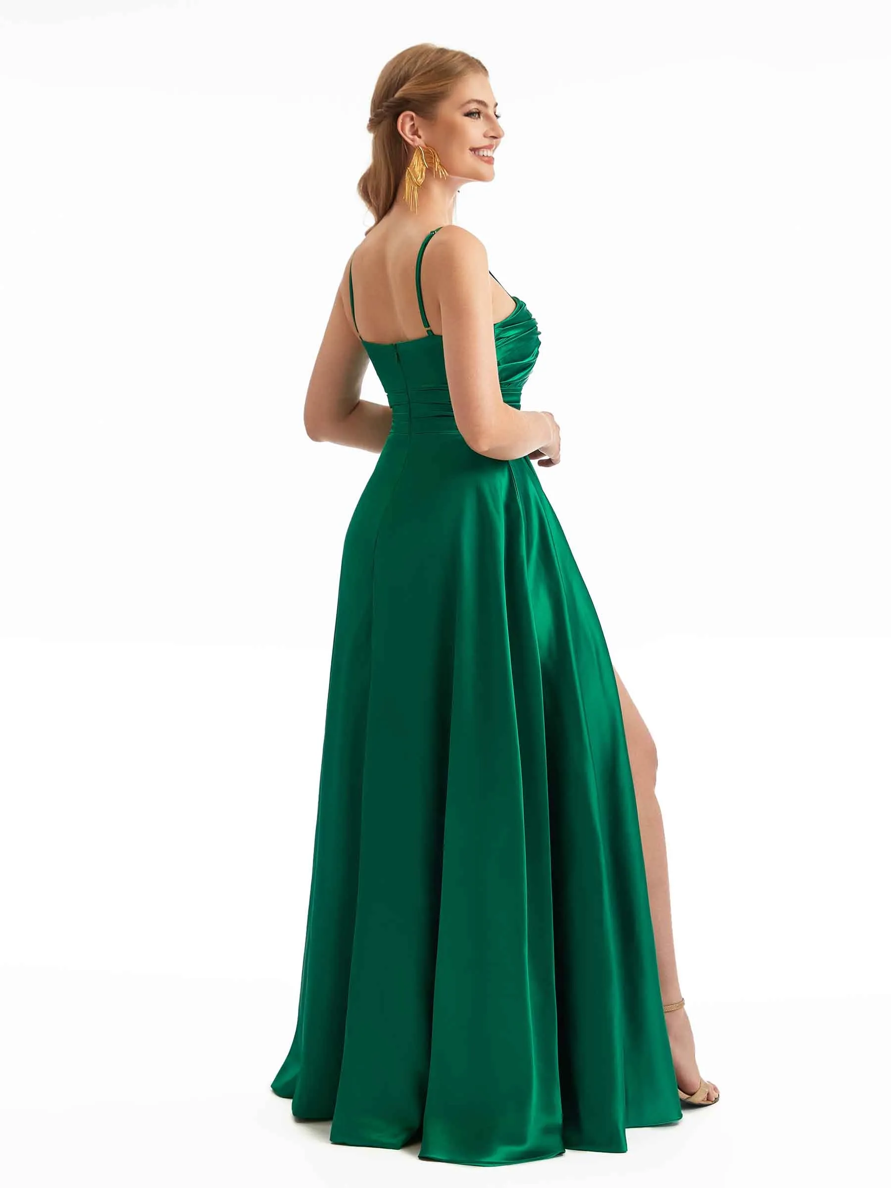 A-Line Boho Keyhole Cutout Satin Bridesmaid Dresses sold by ChicSew product image thumbnail 5