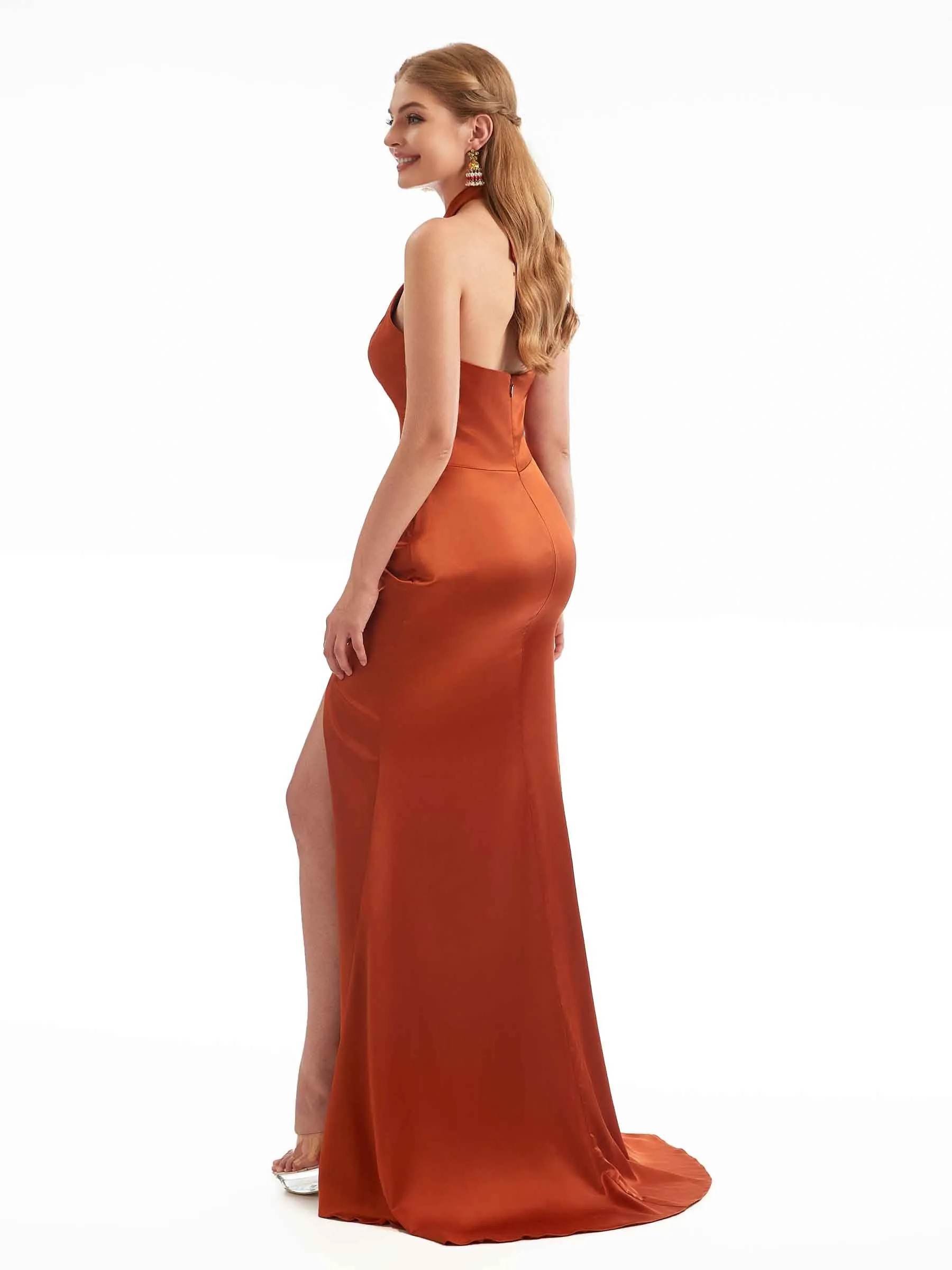 Slinky Halter Mermaid Boho Bridesmaid Dresses Satin sold by ChicSew product image thumbnail 5
