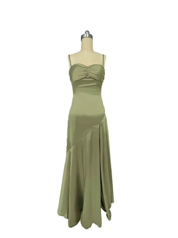 Winter Satin Spaghetti Straps Sheath Bridesmaid Dresses sold by ChicSew