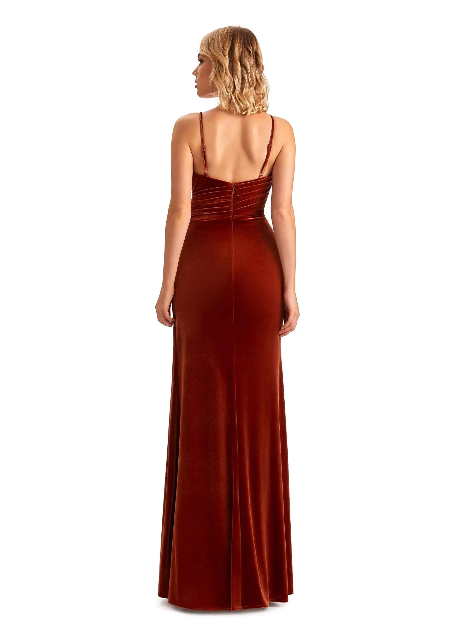 Mermaid Winter Spaghetti Straps Velvet Bridesmaid Dresses sold by ChicSew product image thumbnail 3