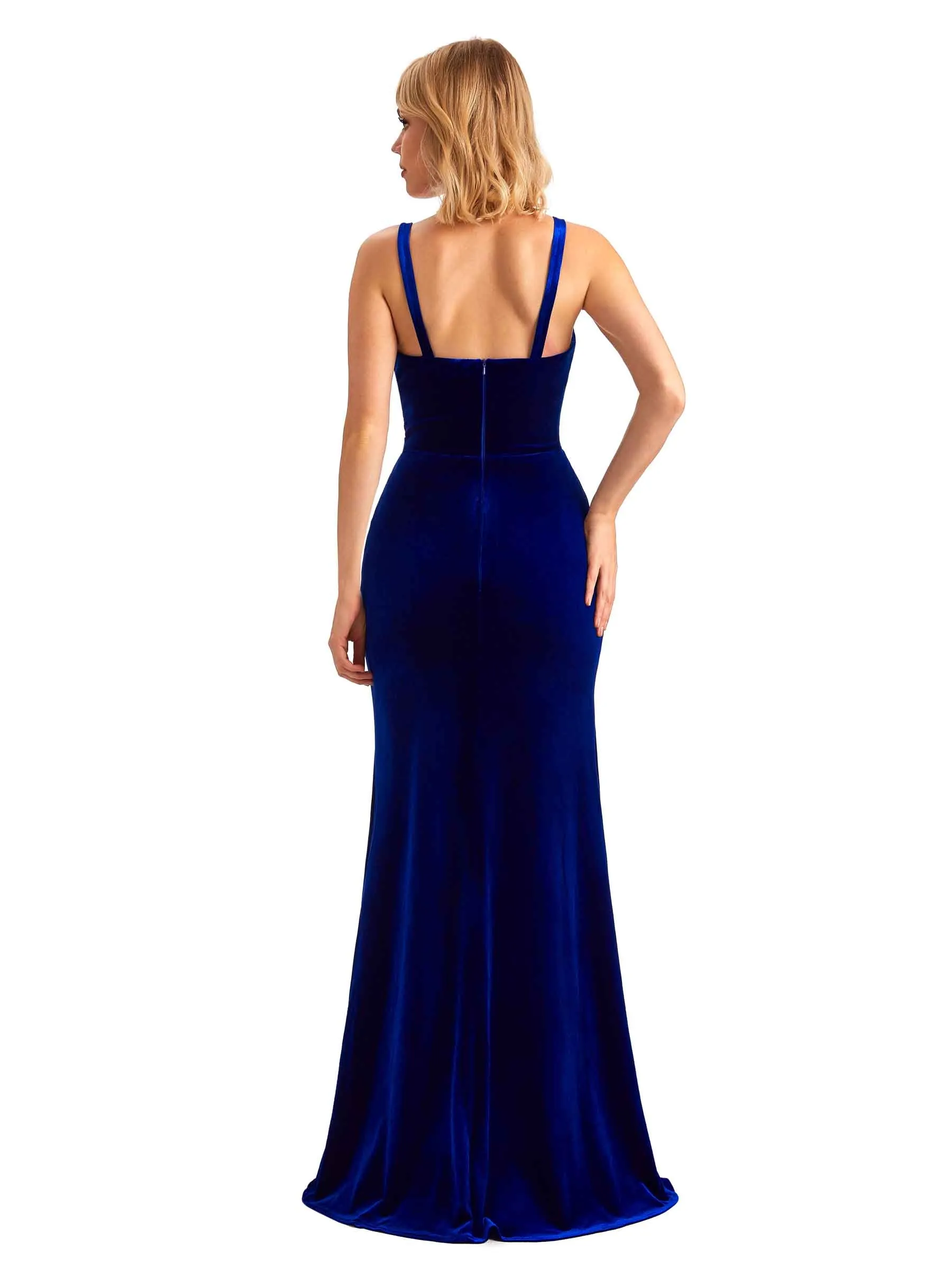 V-Neck Winter Velvet Long Bridesmaid Dresses sold by ChicSew product image thumbnail 3