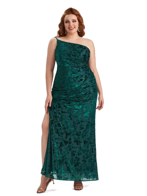 Plus Size Winter Side Slit Velvet Bridesmaid Dresses sold by ChicSew