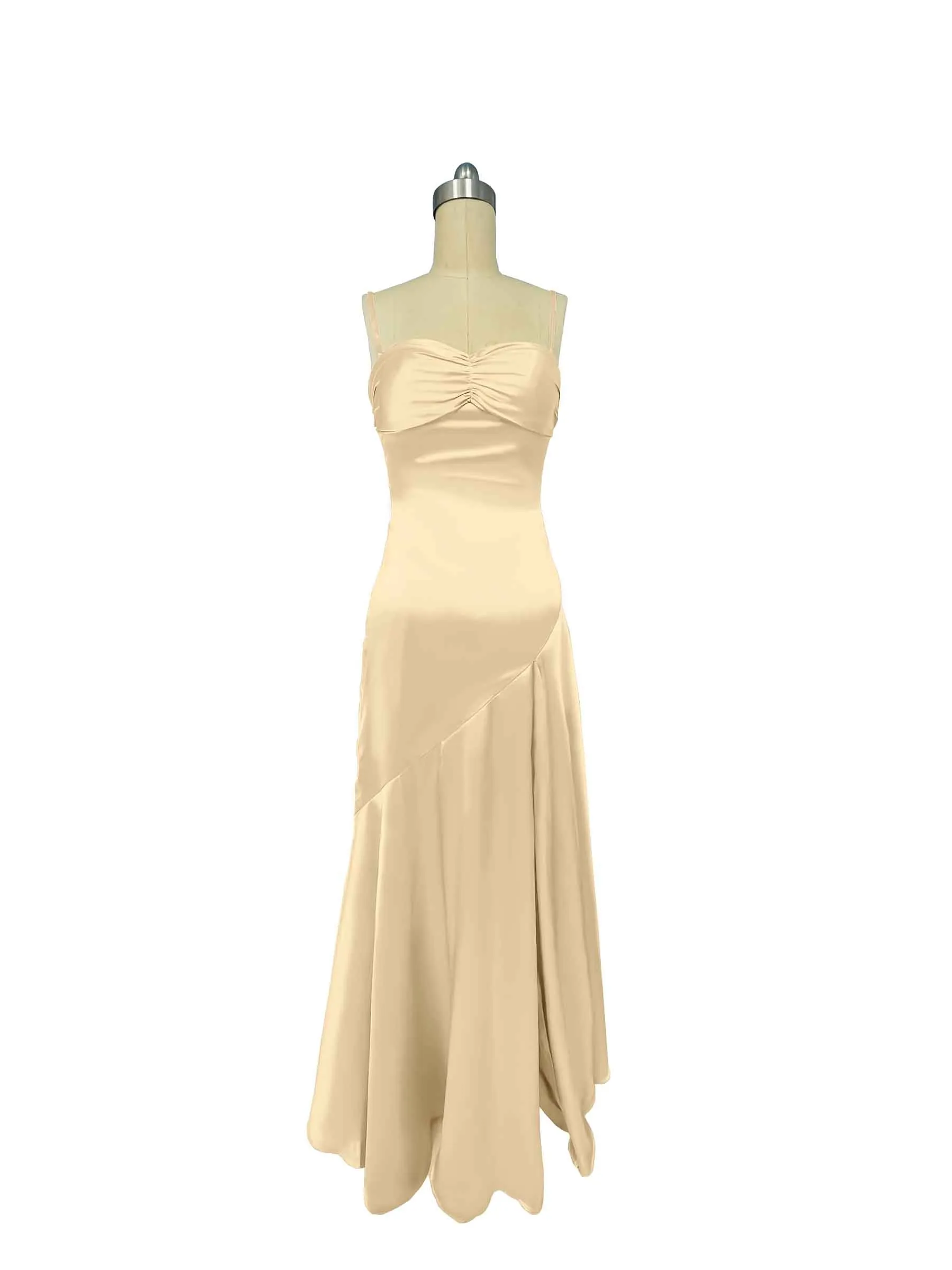 Summer Satin Spaghetti Straps Sheath Bridesmaid Dresses sold by ChicSew