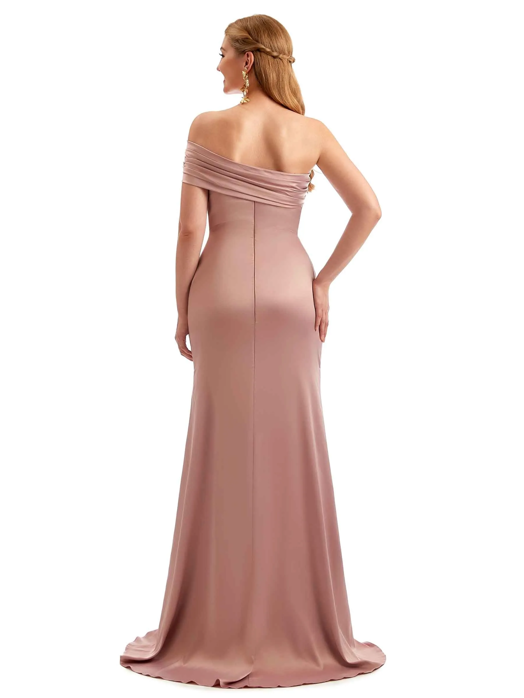 Fall Modern Side Split Satin Bridesmaid Dresses sold by ChicSew product image thumbnail 4