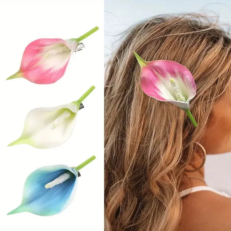 Artificial Calla Lily Hair Clip – Summer Beach Vacation Style sold by ChicSew