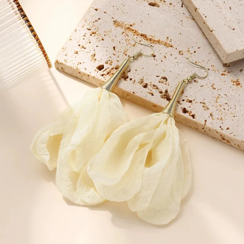 Luxe Summer Statement Earrings – Sheer Yellow Floral Tassel Drops made by ChicSew