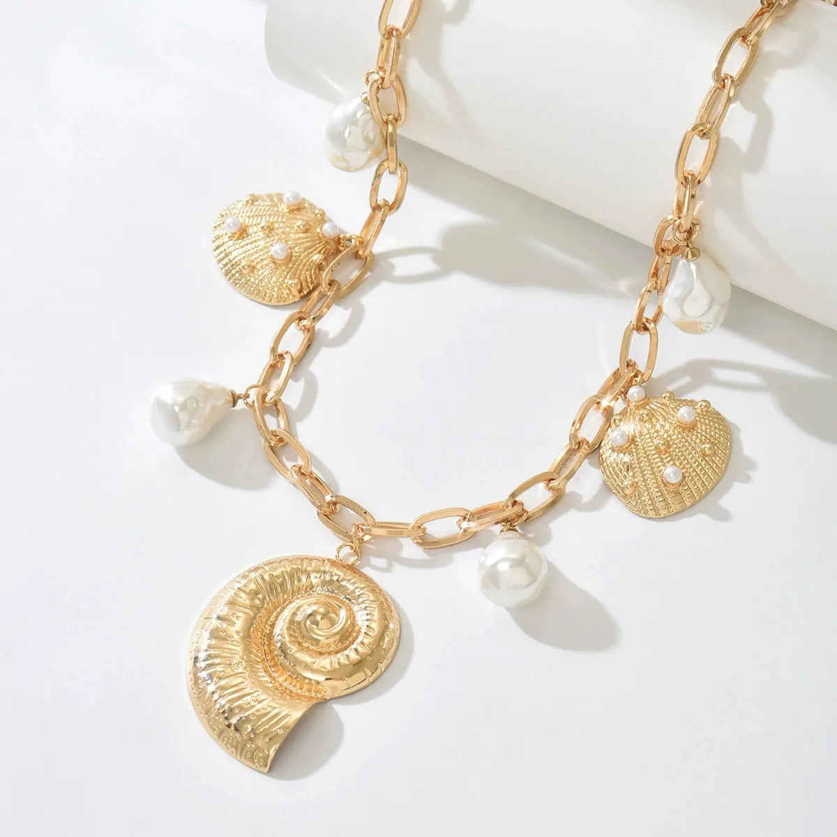 Bohemian Pearl & Shell Choker Necklace – Beachy Layering Piece sold by ChicSew product image thumbnail 5