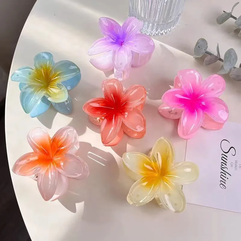 Summer Frangipani Hair Clip – Romantic Flower Hair Claw for Updos sold by ChicSew