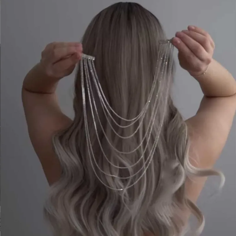 Multi-layer Hair Chain Female High-quality Elegant Bridal Headdress Rhinestone Hairpin CN32 sold by ChicSew