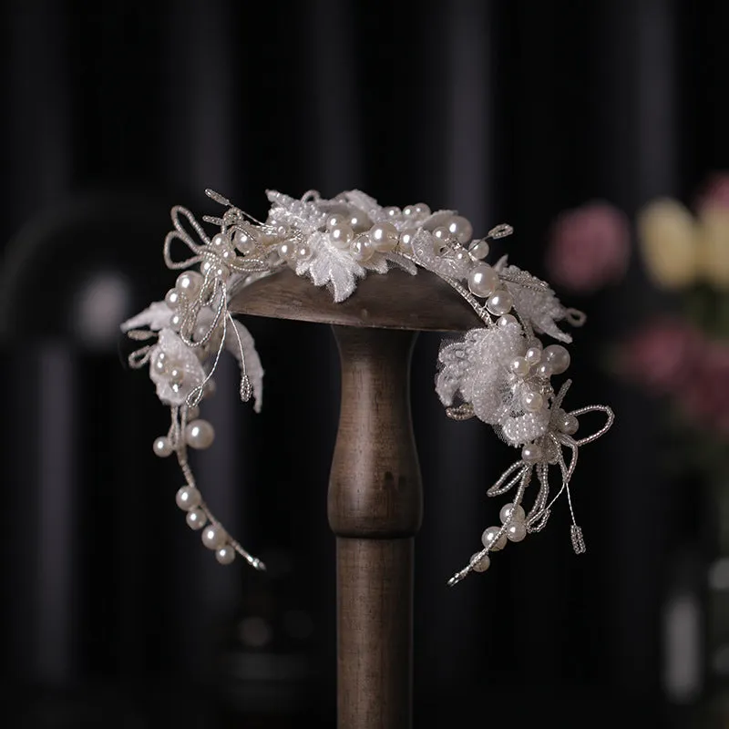 Luxury Hand-twisted Pearl Flower Wedding Dress Hairband Veil for Women CN29 sold by ChicSew product image thumbnail 3