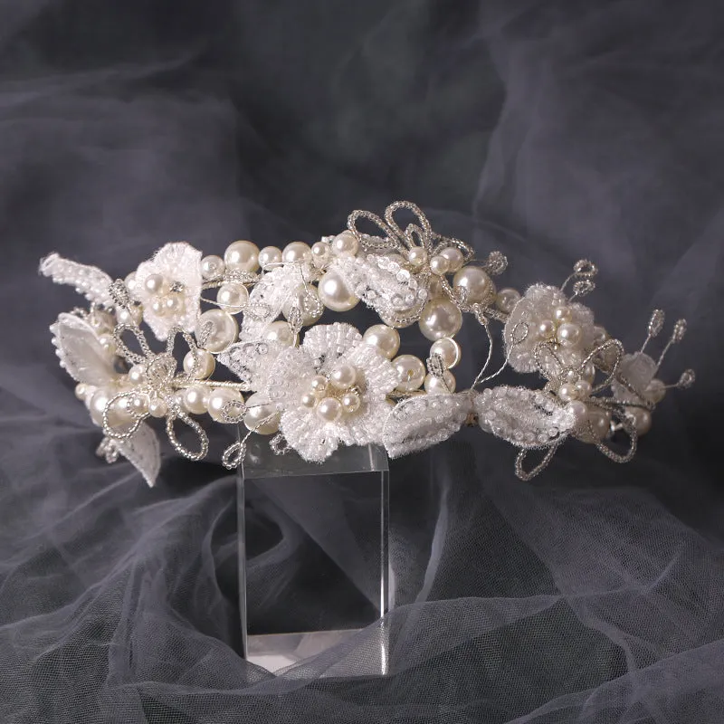 Luxury Hand-twisted Pearl Flower Wedding Dress Hairband Veil for Women CN29 sold by ChicSew product image thumbnail 2
