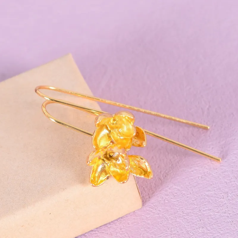 Gold Silver Flower Fresh Long Earrings CN22 made by ChicSew