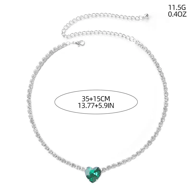 Luxury Emerald Love-shaped Necklace Clavicle Chain ins Necklace CN04 sold by ChicSew product image thumbnail 3