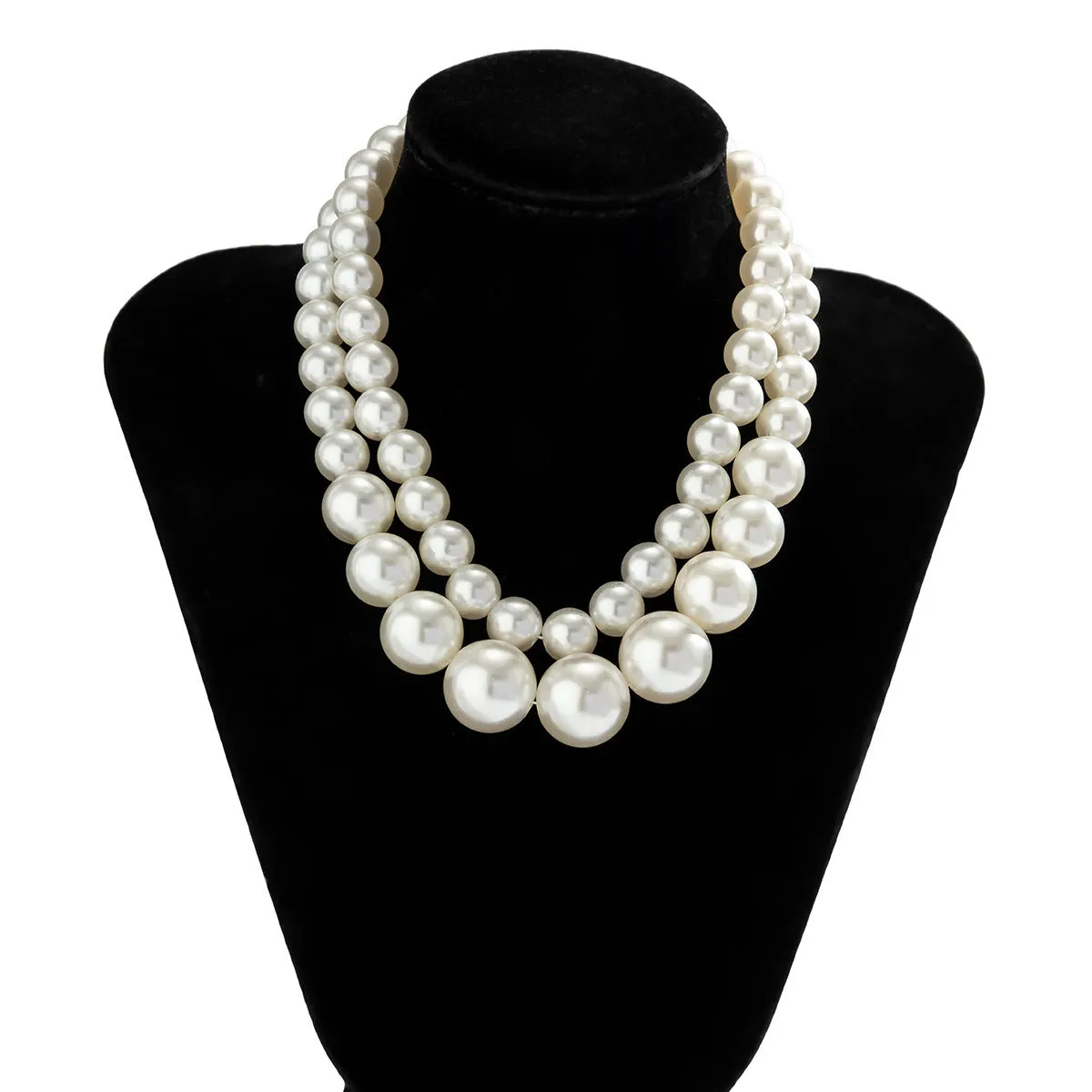 Exaggerated Pearl Choker Clavicle Chain Multi-layer Beaded Necklace CN44 sold by ChicSew product image thumbnail 3