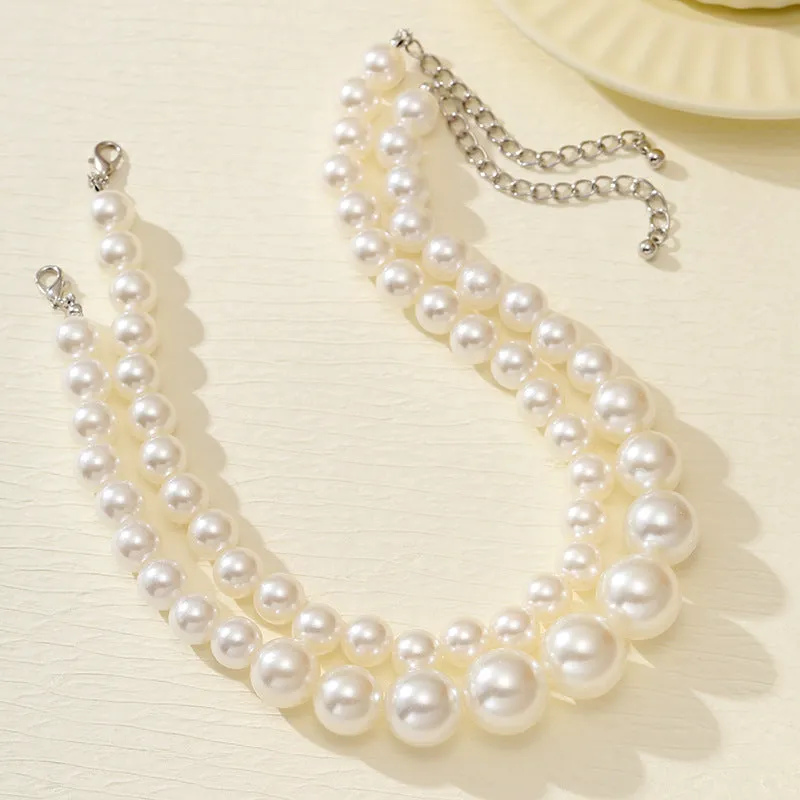 Exaggerated Pearl Choker Clavicle Chain Multi-layer Beaded Necklace CN44 sold by ChicSew product image thumbnail 2