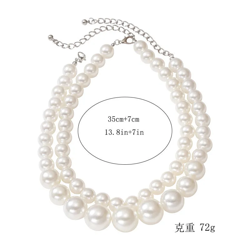 Exaggerated Pearl Choker Clavicle Chain Multi-layer Beaded Necklace CN44 sold by ChicSew product image thumbnail 4