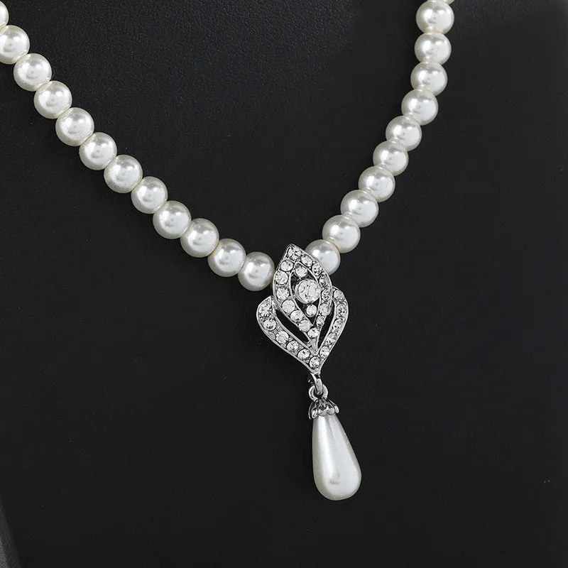 New Pearl Set NecklaceEarrings Two-piece Set for Women's Wedding Party CN34 sold by ChicSew product image thumbnail 2