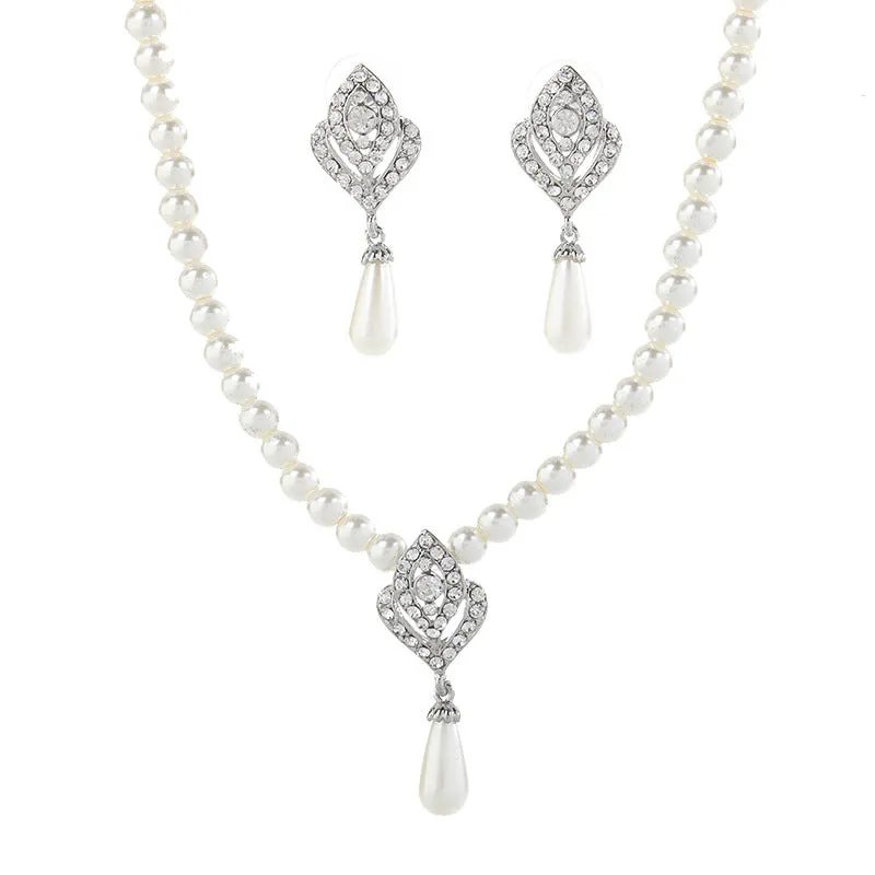 New Pearl Set NecklaceEarrings Two-piece Set for Women's Wedding Party CN34 sold by ChicSew product image thumbnail 4