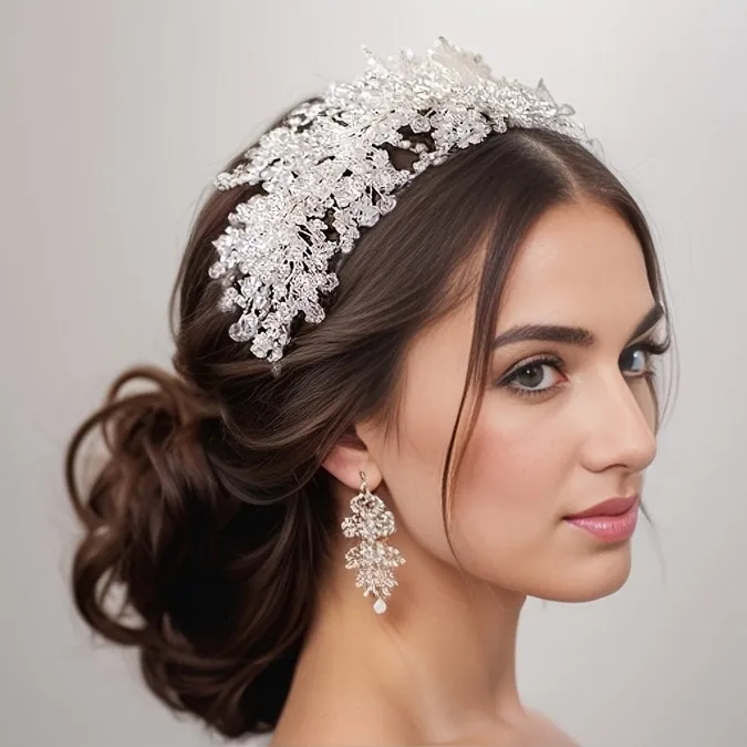 Handmade Crystal Beading Hairband Wedding Headband Luxury Silver Headband CN26 sold by ChicSew