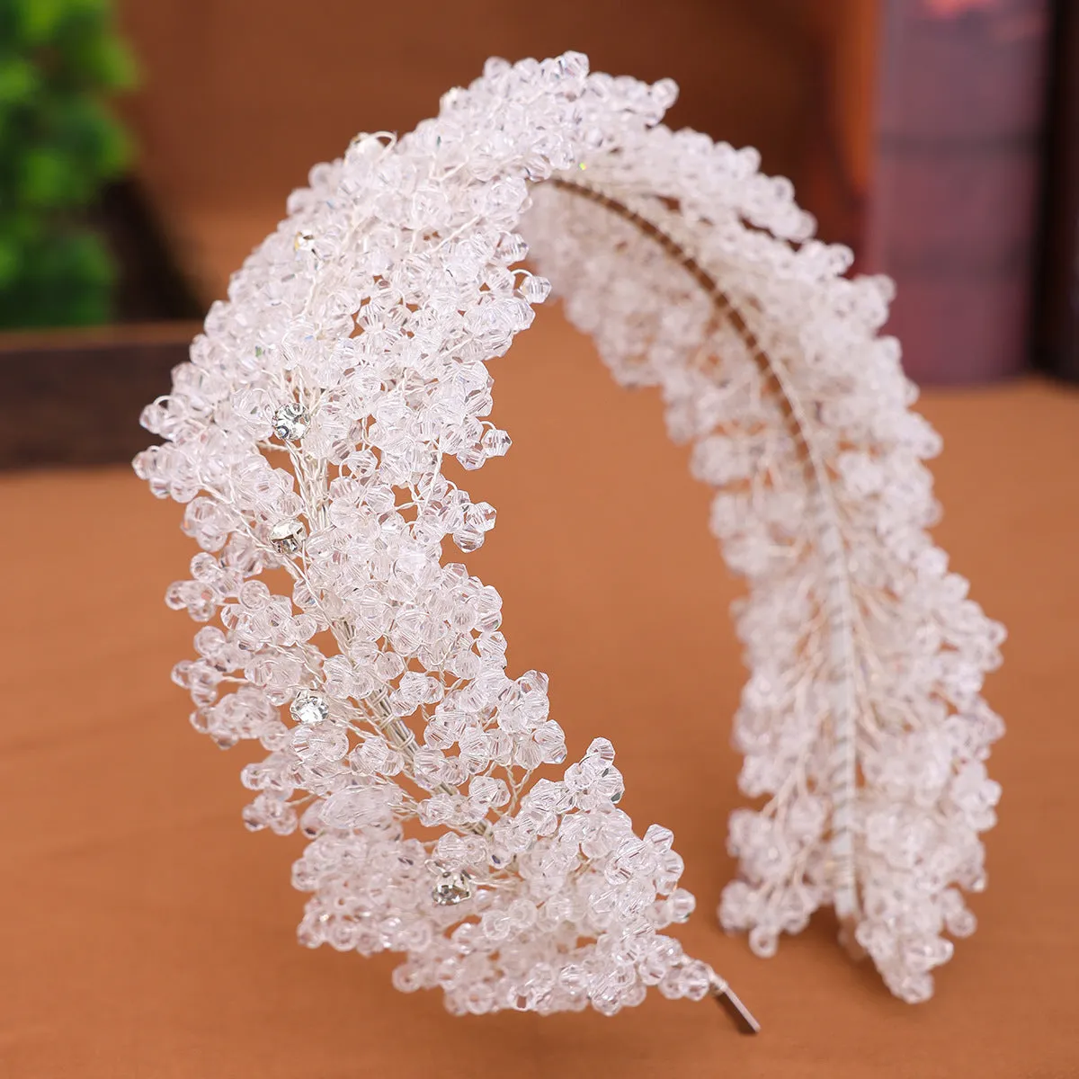 Handmade Crystal Beading Hairband Wedding Headband Luxury Silver Headband CN26 sold by ChicSew product image thumbnail 4