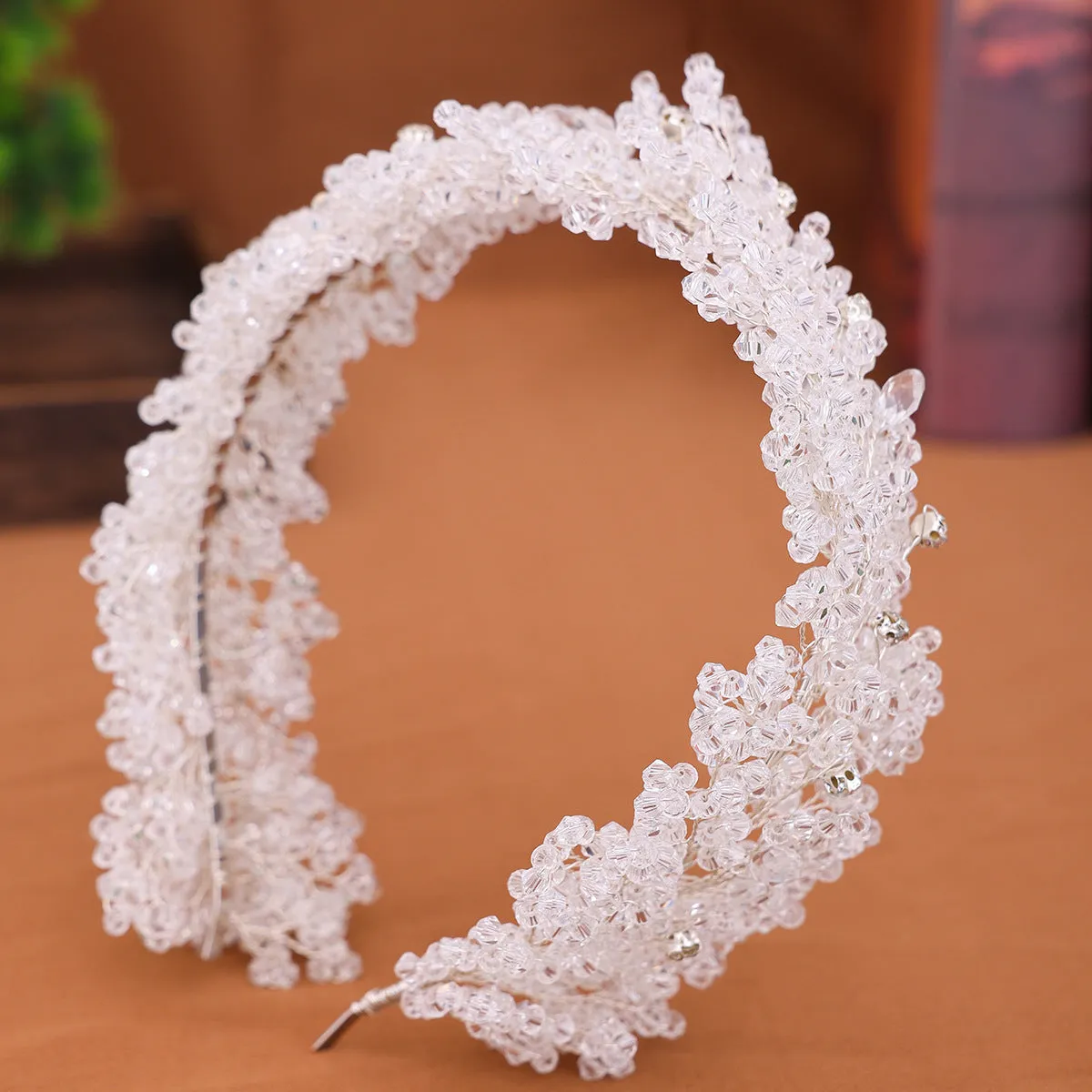 Handmade Crystal Beading Hairband Wedding Headband Luxury Silver Headband CN26 sold by ChicSew product image thumbnail 3