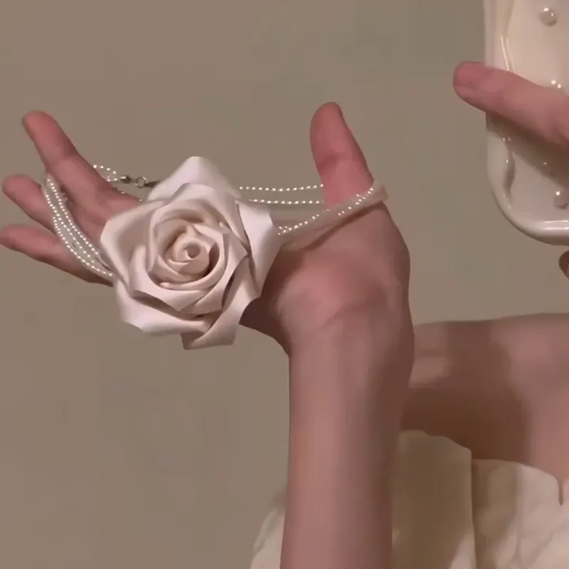 Retro Three-dimensional Rose Pearl Choker Necklace Flowers French Temperament Clavicle Chain CN03 sold by ChicSew