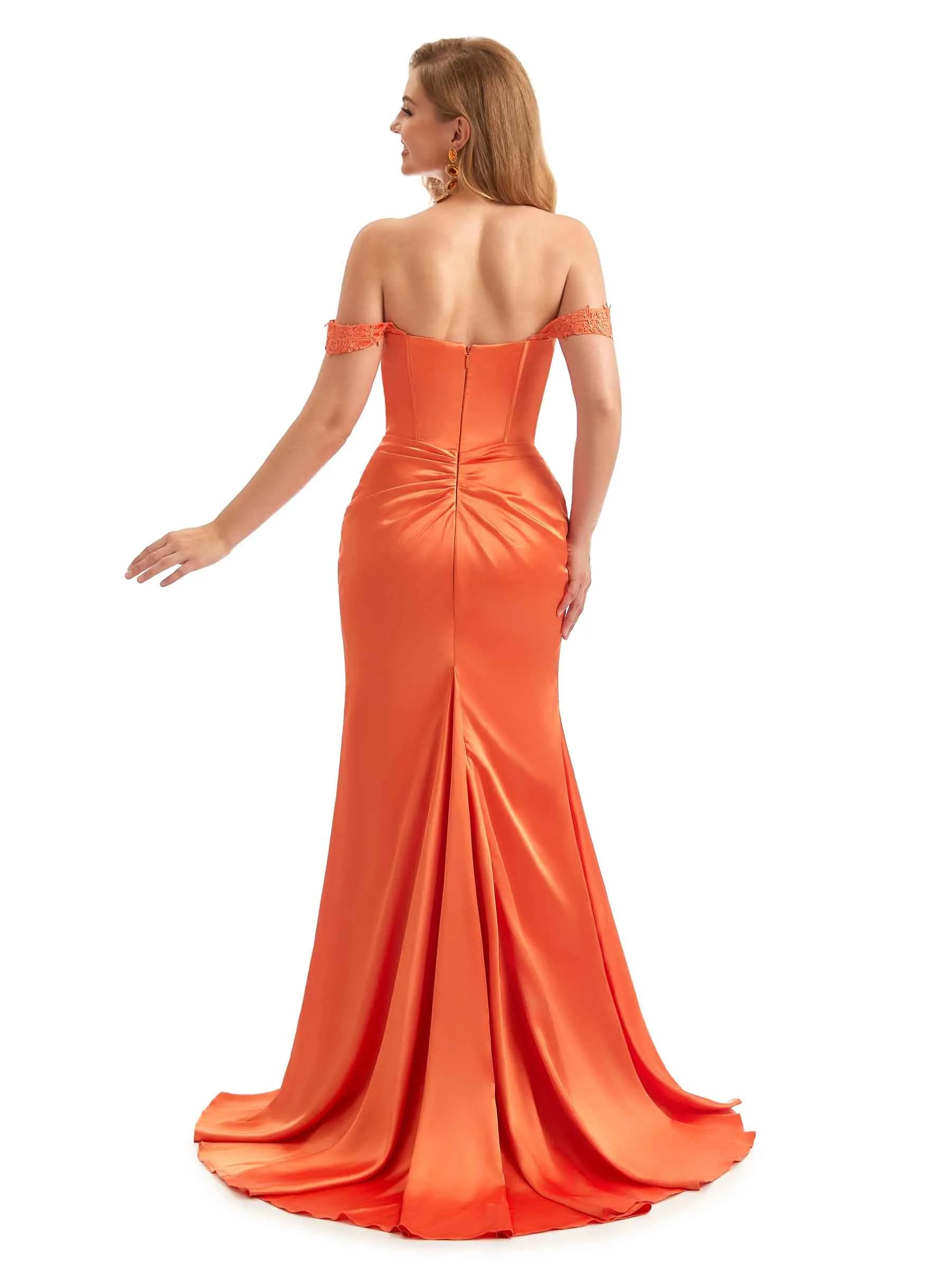 Champagne Maxi Stretchy Satin Long Bridesmaid Dresses sold by ChicSew product image thumbnail 3