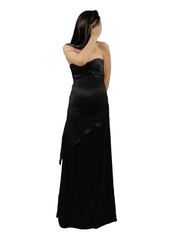 Black Sweetheart Mermaid Long Satin Bridesmaid Dresses sold by ChicSew